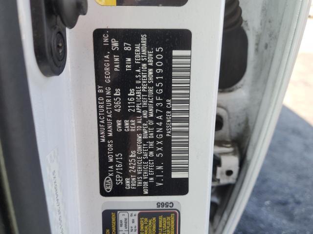 5XXGN4A73FG519005 - 2015 KIA OPTIMA EX WHITE photo 12