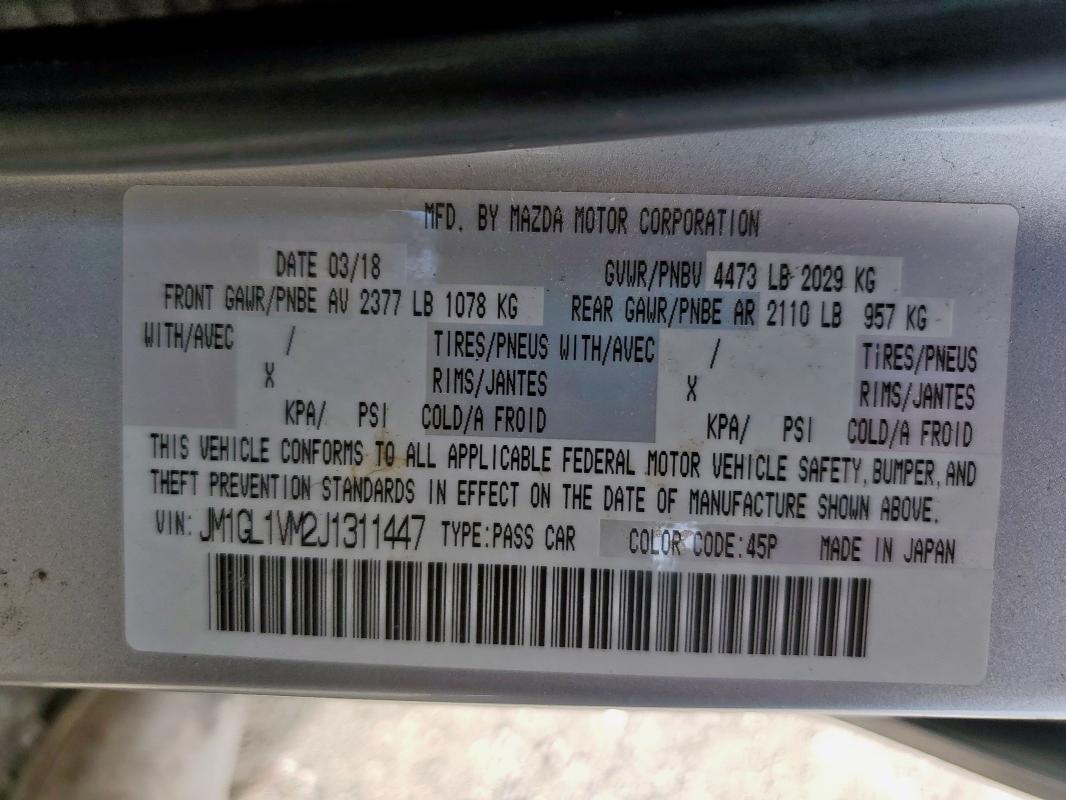 JM1GL1VM2J1311447 - 2018 MAZDA 6 TOURING Gümüş foto 12