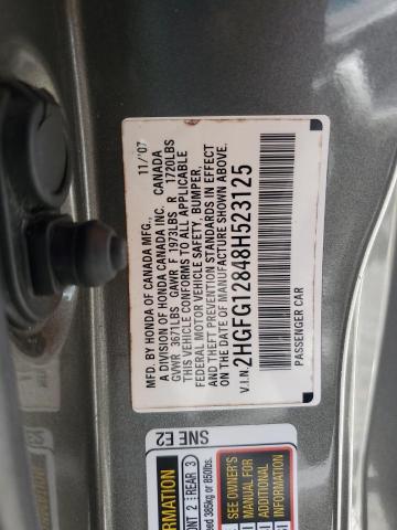 2HGFG12848H523125 - 2008 HONDA CIVIC EX GRAY photo 13