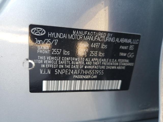 5NPE24AF7HH551955 - 2017 HYUNDAI SONATA SE 银色 照片 12