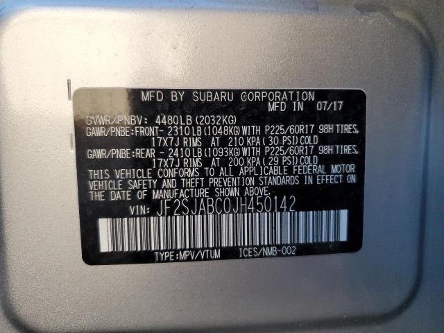 JF2SJABC0JH450142 - 2018 SUBARU FORESTER 2.5I SILVER photo 12