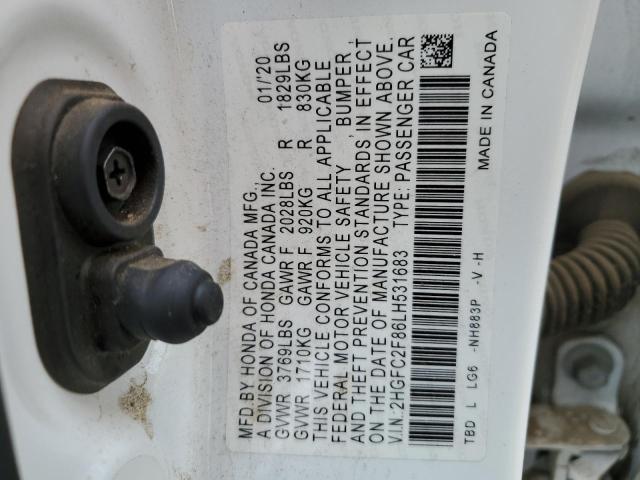 2HGFC2F86LH531683 - 2020 HONDA CIVIC SPORT 白色 照片 12