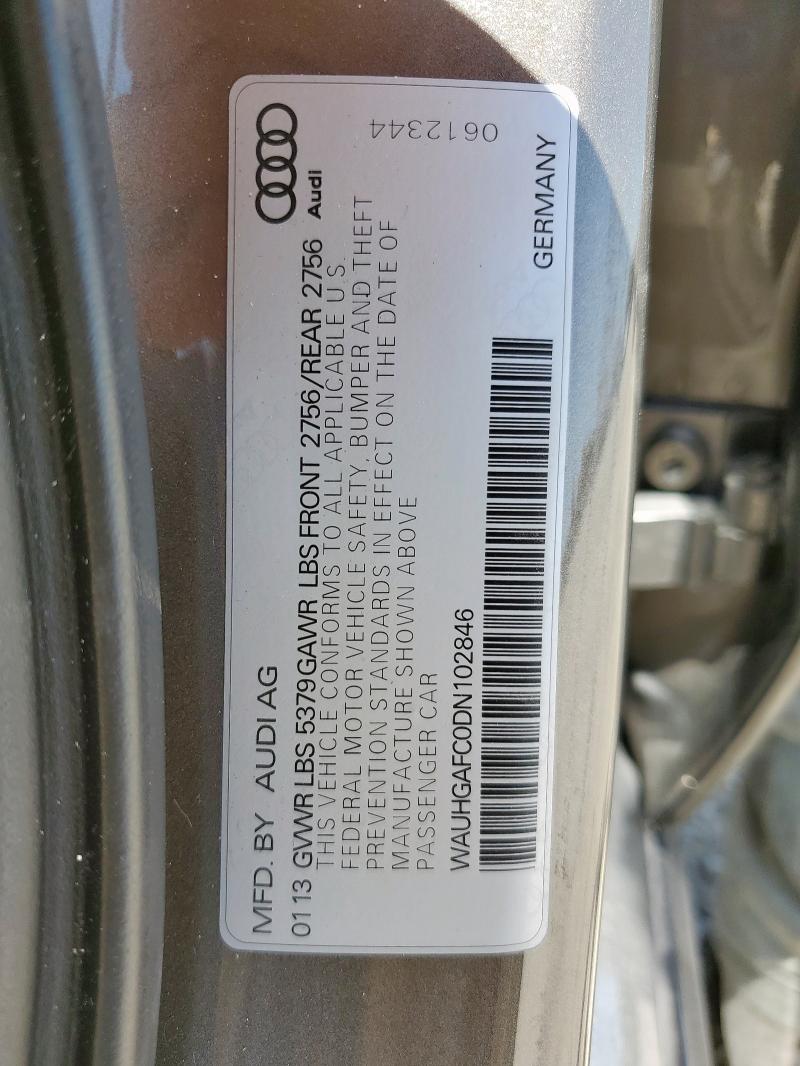 WAUHGAFC0DN102846 - 2013 AUDI A6 PRESTIGE Сұр фото 12