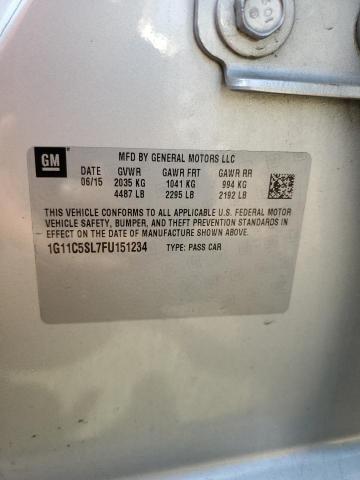1G11C5SL7FU151234 - 2015 CHEVROLET MALIBU 1LT SILVER photo 12