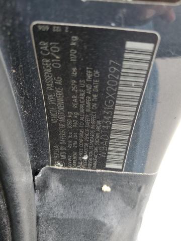 WBADT43431GX20297 - 2001 BMW 5 SERIES I AUTOMATIC BLUE photo 12