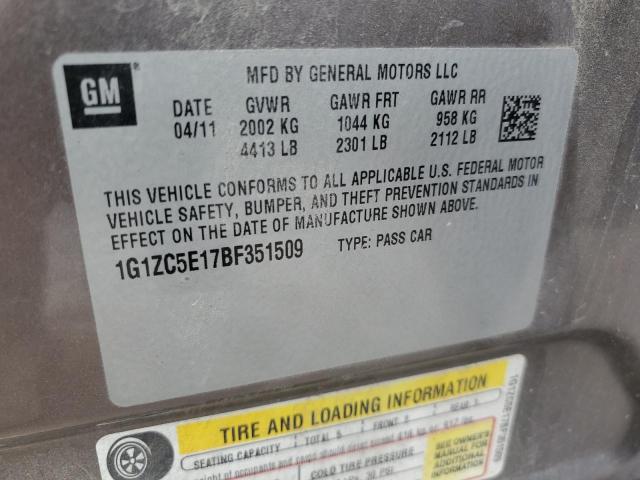 1G1ZC5E17BF351509 - 2011 CHEVROLET MALIBU 1LT 棕色 照片 12