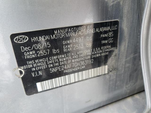 5NPE24AF7GH363192 - 2016 HYUNDAI SONATA SE SILVER photo 12