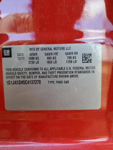 1G1JA5SH5C4137278 - 2012 CHEVROLET SONIC LS RED photo 12