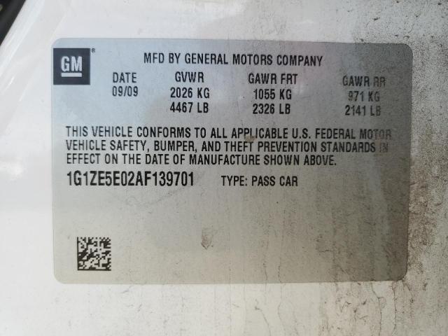 1G1ZE5E02AF139701 - 2010 CHEVROLET MALIBU LTZ თეთრი ფოტო 12