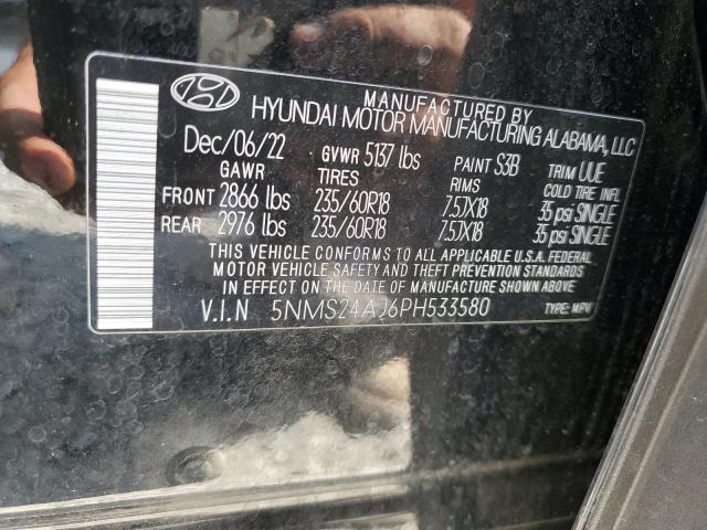 5NMS24AJ6PH533580 - 2023 HYUNDAI SANTA FE SEL BLACK photo 13