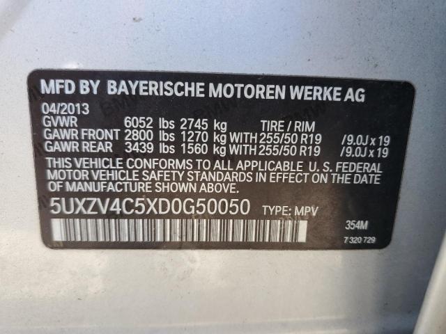 5UXZV4C5XD0G50050 - 2013 BMW X5 XDRIVE35I SILVER photo 13