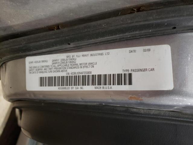 4S3BL626497233808 - 2009 SUBARU LEGACY 2.5I LIMITED SILVER photo 12