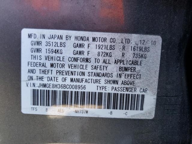 JHMGE8H36BC008956 - 2011 HONDA FIT GRAY photo 13