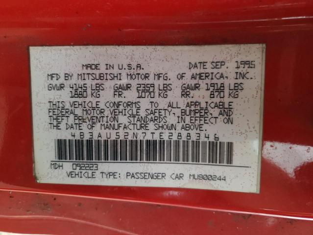 4B3AU52N7TE288346 - 1996 DODGE AVENGER ES RED photo 12