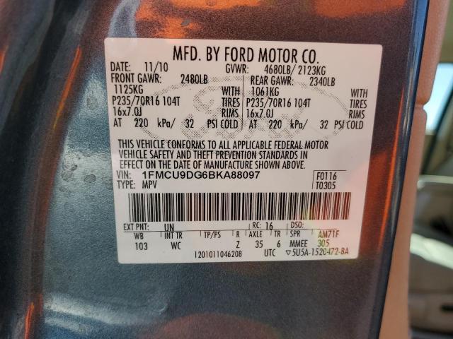 1FMCU9DG6BKA88097 - 2011 FORD ESCAPE XLT BLUE photo 12