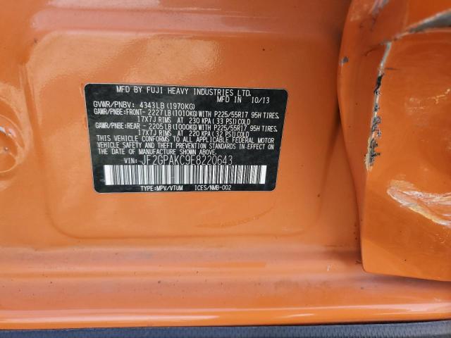 JF2GPAKC9E8220643 - 2014 SUBARU XV CROSSTR 2.0 LIMITED ORANGE photo 13