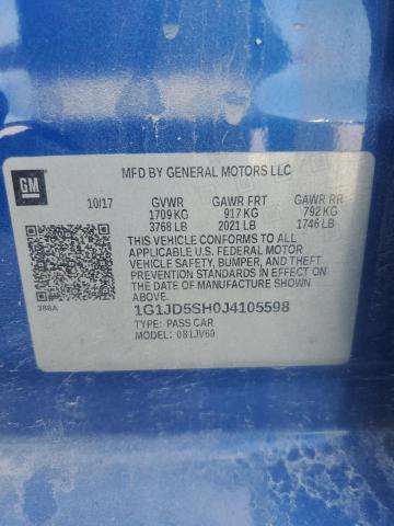 1G1JD5SH0J4105598 - 2018 CHEVROLET SONIC LT Blau Foto 13