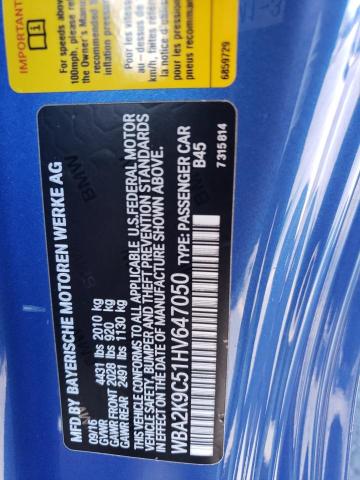 WBA2K9C51HV647050 - 2017 BMW 230I BLUE photo 12