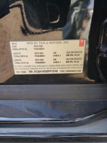 5YJSA1AC5DFP10748 - 2013 TESLA MODEL S BLACK photo 12