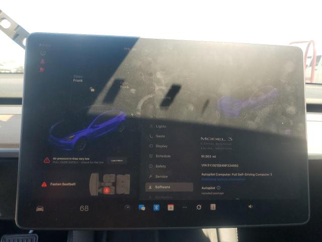 5YJ3E1EB4NF334992 - 2022 TESLA MODEL 3 黑色 照片 9