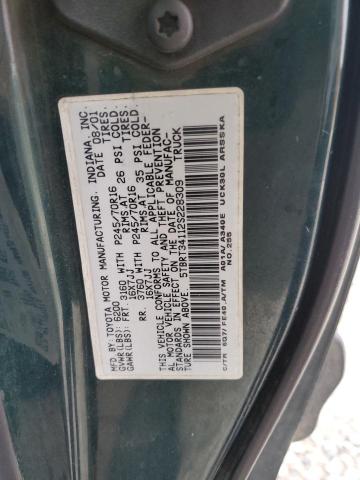 5TBRT34112S228309 - 2002 TOYOTA TUNDRA ACCESS CAB მწვანე ფოტო 12