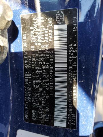 4T1T11AK1PU140055 - 2023 TOYOTA CAMRY SE NIGHT SHADE BLUE photo 13