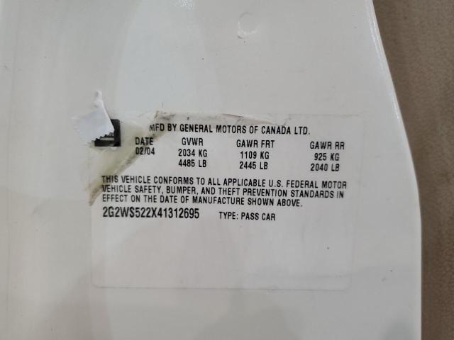 2G2WS522X41312695 - 2004 PONTIAC GRAND PRIX GT2 თეთრი ფოტო 12