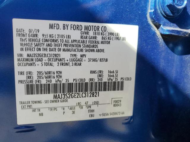 MAJ3S2GE2LC312821 - 2020 FORD ECOSPORT SE Mavi foto 13