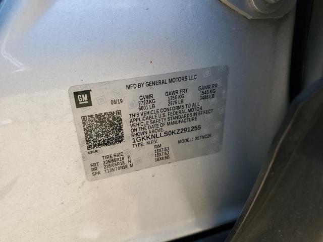 1GKKNLLS0KZ291255 - 2019 GMC ACADIA SLE Серебристый фото 12