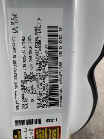 3TYRX5GN2MT011008 - 2021 TOYOTA TACOMA ACCESS CAB თეთრი ფოტო 12