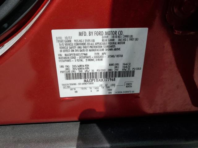 MAJ3P1TE4JC177968 - 2018 FORD ECOSPORT SE RED photo 13