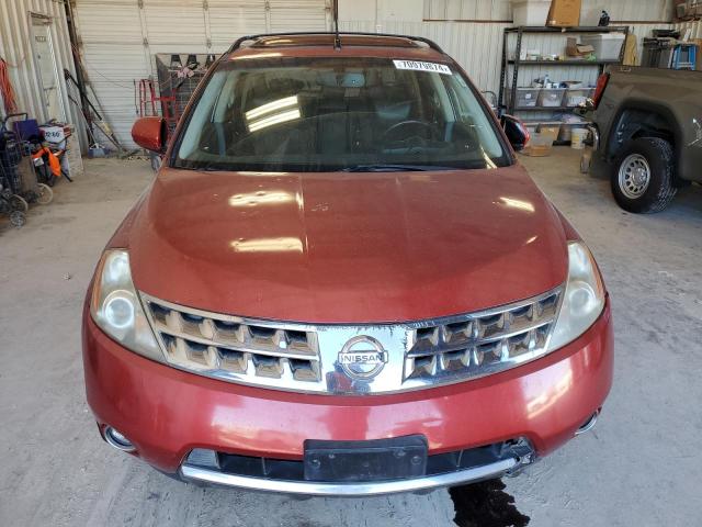 JN8AZ08T26W427683 - 2006 NISSAN MURANO SL RED photo 5