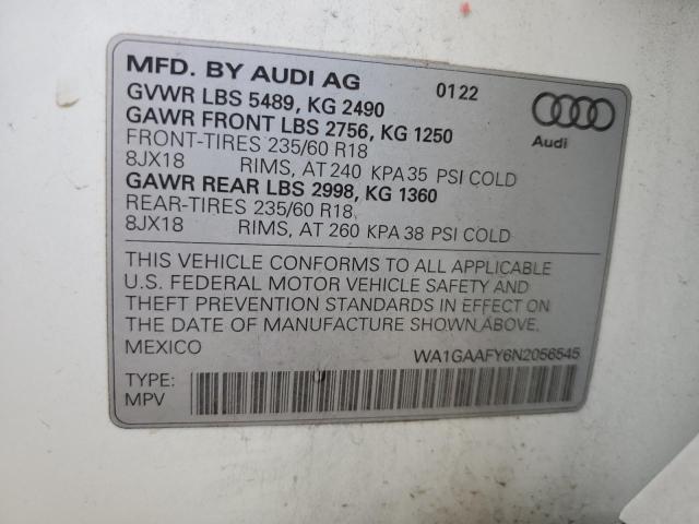 WA1GAAFY6N2056545 - 2022 AUDI Q5 PREMIUM 45 WHITE photo 13