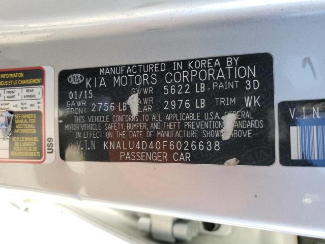 KNALU4D40F6026638 - 2015 KIA K900 SILVER photo 12