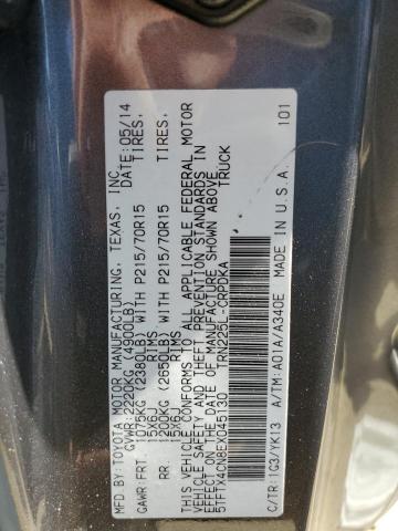 5TFTX4CN8EX045130 - 2014 TOYOTA TACOMA ACCESS CAB გრაფიტი ფოტო 12