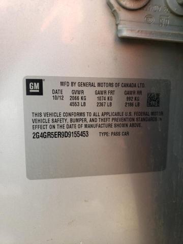 2G4GR5ER9D9155453 - 2013 BUICK REGAL SILVER photo 12