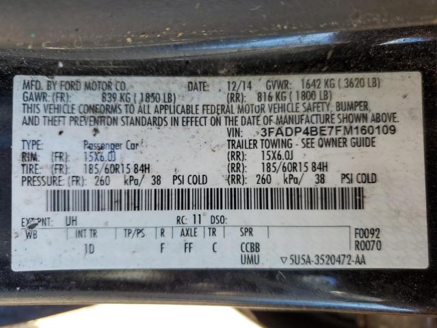 3FADP4BE7FM160109 - 2015 FORD FIESTA SE BLACK photo 13