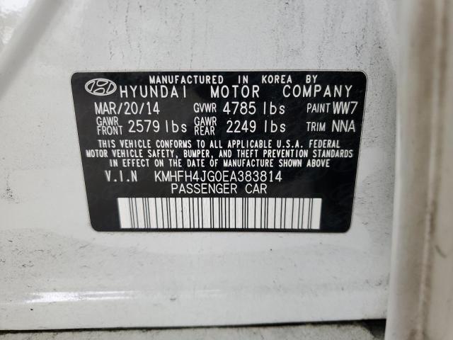 KMHFH4JG0EA383814 - 2014 HYUNDAI AZERA GLS WHITE photo 12