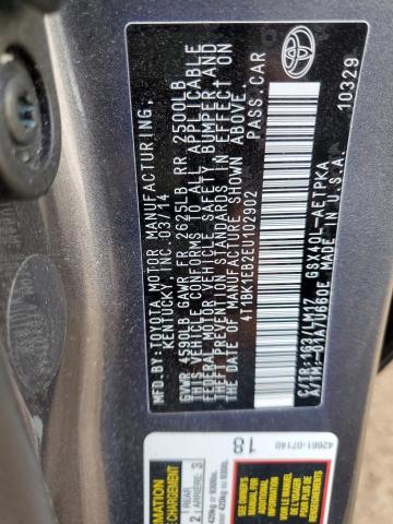 4T1BK1EB2EU102902 - 2014 TOYOTA AVALON BASE 石墨色 照片 12