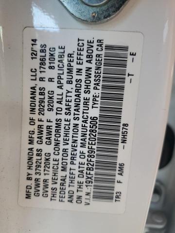 19XFB2F89FE028506 - 2015 HONDA CIVIC EX WHITE photo 12