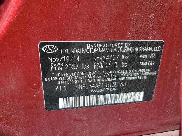 5NPE34AF1FH138133 - 2015 HYUNDAI SONATA SPORT 红色 照片 12