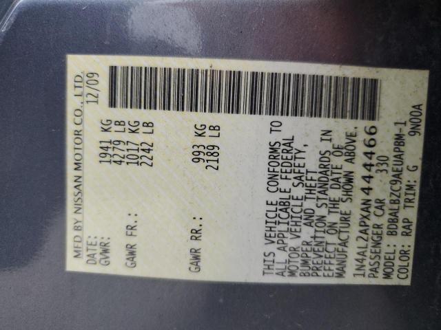 1N4AL2APXAN444466 - 2010 NISS ALTIMA BASE BLUE photo 12