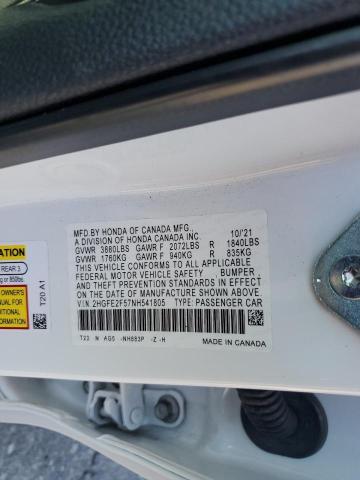 2HGFE2F57NH541805 - 2022 HONDA CIVIC SPORT 白色 照片 12