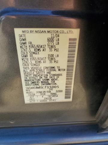 5N1AR18W85C715005 - 2005 NISSAN PATHFINDER LE GRAY photo 13