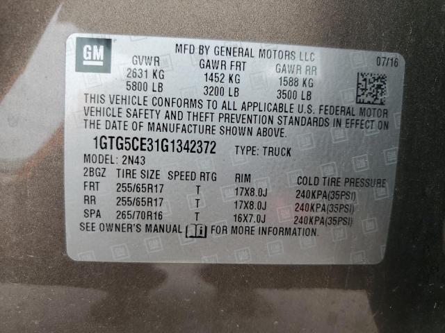 1GTG5CE31G1342372 - 2016 GMC CANYON SLE TAN photo 12