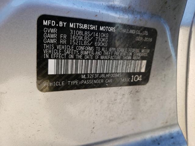 ML32F3FJ8LHF00945 - 2020 MITSUBISHI MIRAGE G4 ES ვერცხლისფერი ფოტო 12
