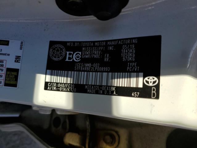 5YFB4RBE2LP008993 - 2020 TOYOTA COROLLA SE 白色 照片 12