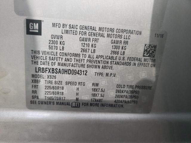 LRBFXBSA0HD094312 - 2017 BUICK ENVISION ESSENCE SILVER photo 13