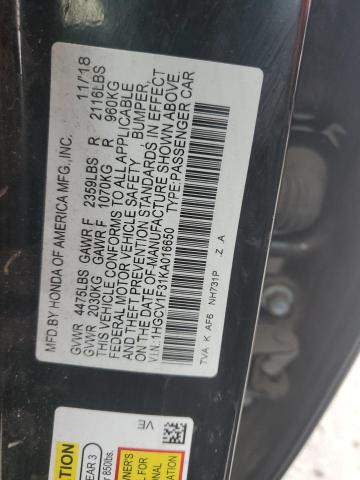 1HGCV1F31KA016650 - 2019 HONDA ACCORD SPORT 黑色 照片 13