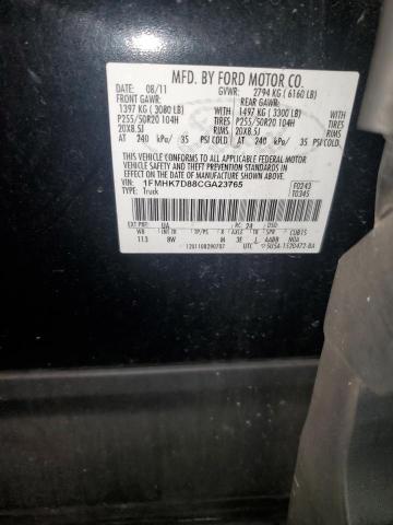 1FMHK7D88CGA23765 - 2012 FORD EXPLORER XLT BLACK photo 13